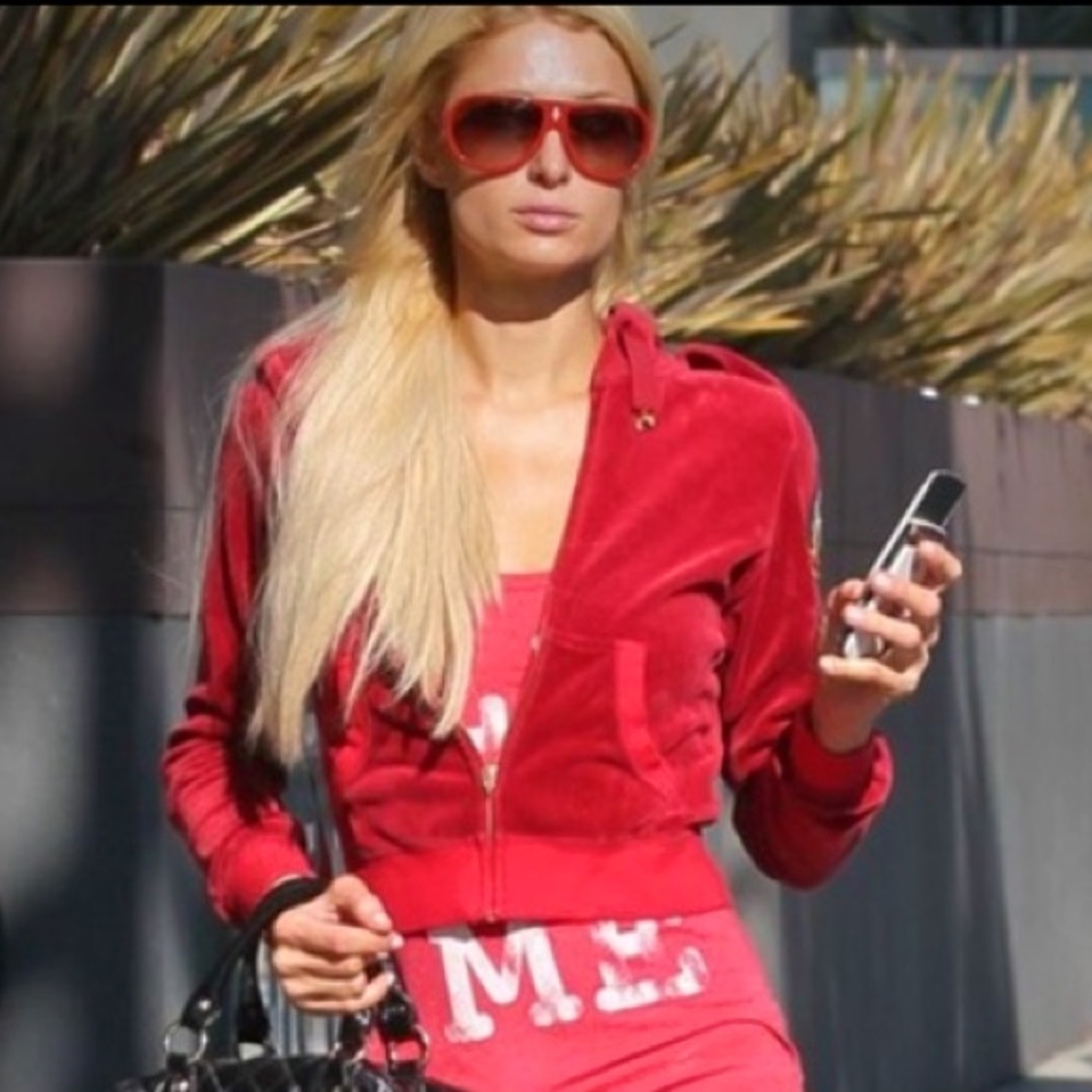 Y2K JUICY COUTURE OG VELOUR RED HOODIE TRACKSUIT JACKET ⭐️⭐️⭐️⭐️⭐️